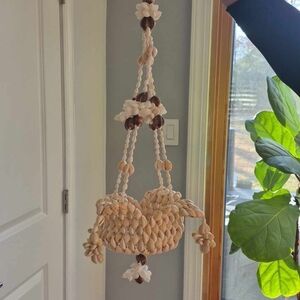 Shell Hanging Planter with Floral Accents